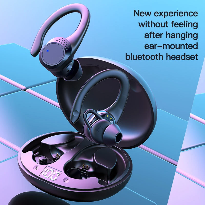 Mpow Bluetooth Headphones Wireless Earbuds 36Hrs Playtime Wireless Charging Case Digital LED Display Over-Ear Earphones With Earhook Waterproof Headset With Mic For Sport Running Workout Black 4 Mpow Bluetooth Headphones Wireless Earbuds 36Hrs Playtime Wireless Charging Case Digital LED Display Over-Ear Earphones With Earhook Waterproof Headset With Mic For Sport Running Workout Black - Image 2