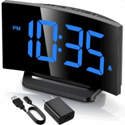 Mpow Alarm Clock For Bedrooms Kids, Digital Clock Curved Design, 6 Levels Brightness, Battery Backup