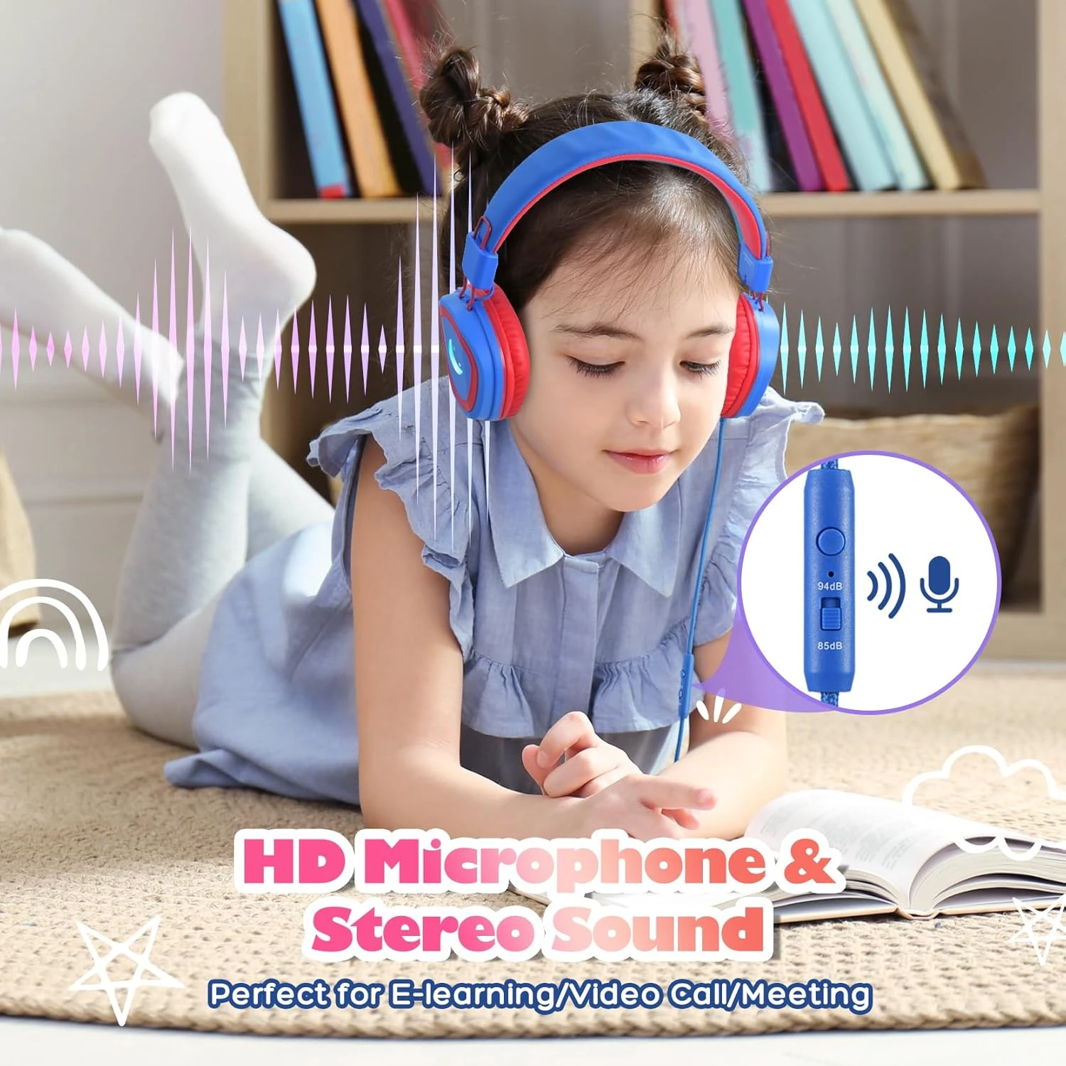 Mpow Kids Headphones With Microphone, USB-C Wired Kids Headphones With LED Light & Stereo, 85/94 DB Safe Volume Foldable Over-Ear Headphones For School Home Boys Girls Toddler Tablet 6 Mpow Kids Headphones With Microphone, USB-C Wired Kids Headphones With LED Light & Stereo, 85/94 DB Safe Volume Foldable Over-Ear Headphones For School Home Boys Girls Toddler Tablet - Image 4