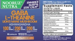 NOORUZ Extract Organic Lion's Mane Mushroom With GABA & Ashwagandha & L-Theanine - For Sleep & Memory & Relaxation - Mushroom For Focus -Capsules -MPOW SHOP 600 1