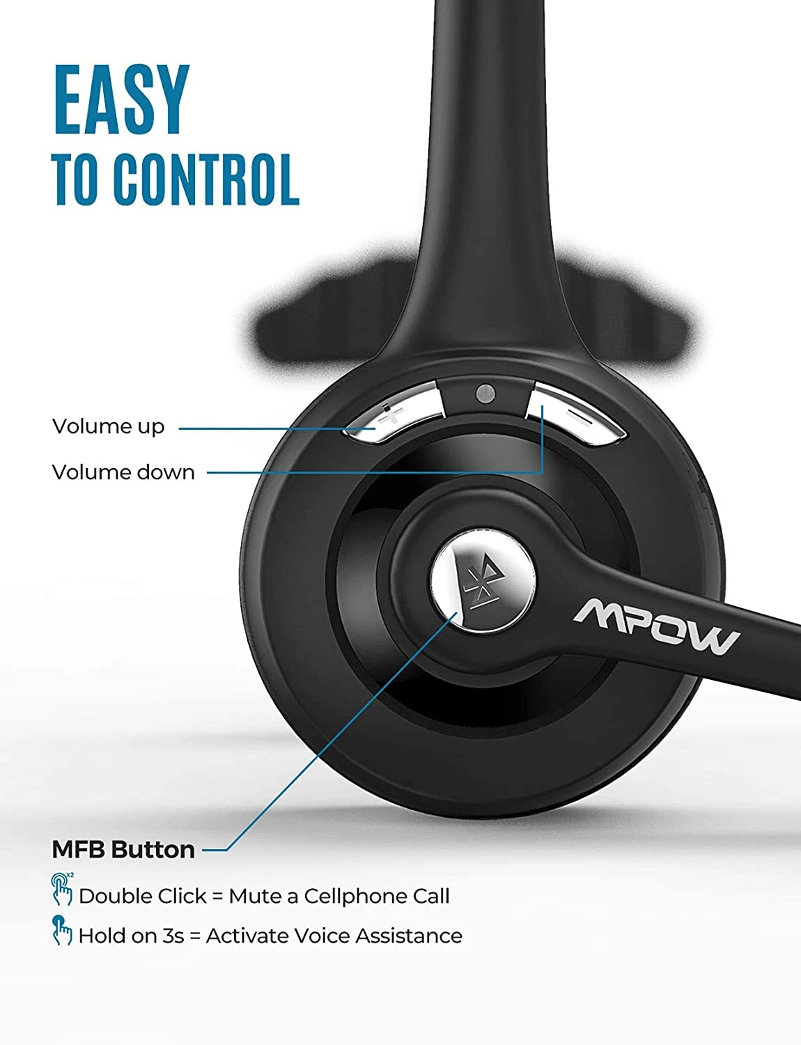 Mpow M5 Pro Trucker Bluetooth Headset 2-Pack 8 Mpow M5 Pro Trucker Bluetooth Headset 2-Pack - Image 6