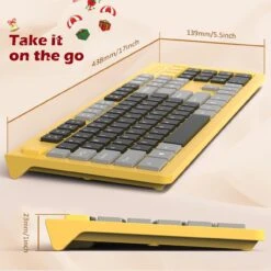 Computer Keyboard Wired, Plug Play USB Keyboard, Low Profile Chiclet Keys, Large Number Pad, Caps Indicators, Foldable Stands, Spill-Resistant, Anti-Wear Letters, Full Size, Yellow -MPOW SHOP 61YOP4 BxLL. AC SL1280