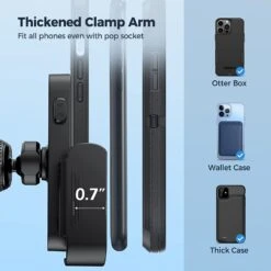 Car Phone Holder Mount, Car Vent Phone Mount, 3 Sides Full Wrap Clamp Arm&Hook Vent Clip, Big Car Phone HolderUnder 7.0"&Thick Cases -MPOW SHOP 61knbKSC2HL. AC SL1500