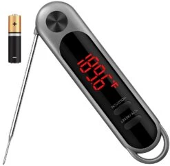 Instant Read Meat Thermometer, Foldable Meat Thermometers For Cooking, Bright Auto-Rotate Screen, Locking & Calibration