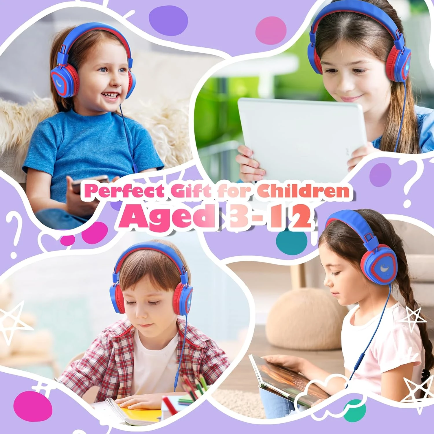 Mpow Kids Headphones With Microphone, USB-C Wired Kids Headphones With LED Light & Stereo, 85/94 DB Safe Volume Foldable Over-Ear Headphones For School Home Boys Girls Toddler Tablet 5 Mpow Kids Headphones With Microphone, USB-C Wired Kids Headphones With LED Light & Stereo, 85/94 DB Safe Volume Foldable Over-Ear Headphones For School Home Boys Girls Toddler Tablet - Image 3