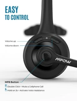 Mpow Pro Bluetooth Wireless Headset V5.0 With Microphone (Dark Black) -MPOW SHOP 6 edd0113a 4d8a 40ce 9f0f c12d02a0661c