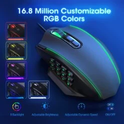 Gaming Mouse,RGB LED BacklitMouse With Side Buttons -MPOW SHOP 711 zPD fL. AC SL1500