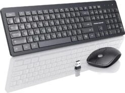 Wireless Keyboard And Mouse, 2.4GHz Silent Keyboard And Mouse Wireless, Ultra-Slim USB Keyboard, Keyboard Mouse Combo For PC Laptop Windows XP/7/8/10, Vista, Mac