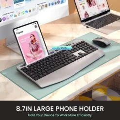 Wireless Keyboard And Mouse Combo,LIZRROT Ergonomic Computer Keyboard With Wrist Rest,2.4GHz Full-Sized Silent Mouse And Keyboard Combo With Phone Holder For Window, Mac, PC, Laptop,Silver -MPOW SHOP 71A ZP0bOL. AC SL1500