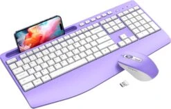Wireless Keyboard And Mouse Combo,LIZRROT Ergonomic Computer Keyboard With Wrist Rest,2.4GHz Full-Sized Silent Mouse And Keyboard Combo With Phone Holder For Window, Mac, PC, Laptop,Silver -MPOW SHOP 71Ah6XvGHuL. AC SL1500