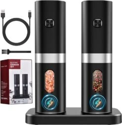 Electric Salt And Pepper Grinder Set Rechargeable 2Pack