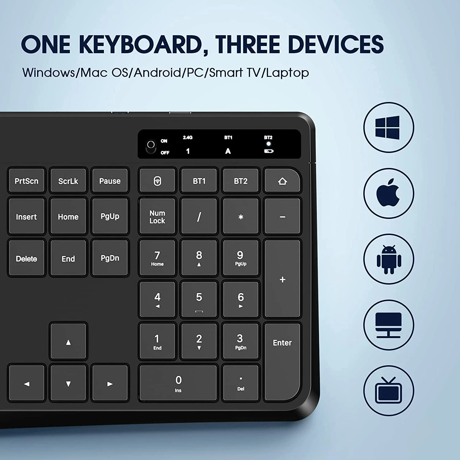 Wireless Keyboard Multi-Device,2.4G & Dual Bluetooth Computer Keyboard 4 Wireless Keyboard Multi-Device,2.4G & Dual Bluetooth Computer Keyboard - Image 2