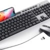 Wireless Keyboard And Mouse Combo,LIZRROT Ergonomic Computer Keyboard With Wrist Rest,2.4GHz Full-Sized Silent Mouse And Keyboard Combo With Phone Holder For Window, Mac, PC, Laptop,Silver -MPOW SHOP 71CqFrVodoL. AC SL1500