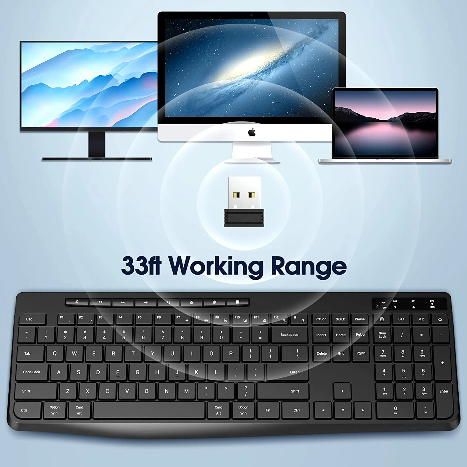 Wireless Keyboard Multi-Device,2.4G & Dual Bluetooth Computer Keyboard 5 Wireless Keyboard Multi-Device,2.4G & Dual Bluetooth Computer Keyboard - Image 3