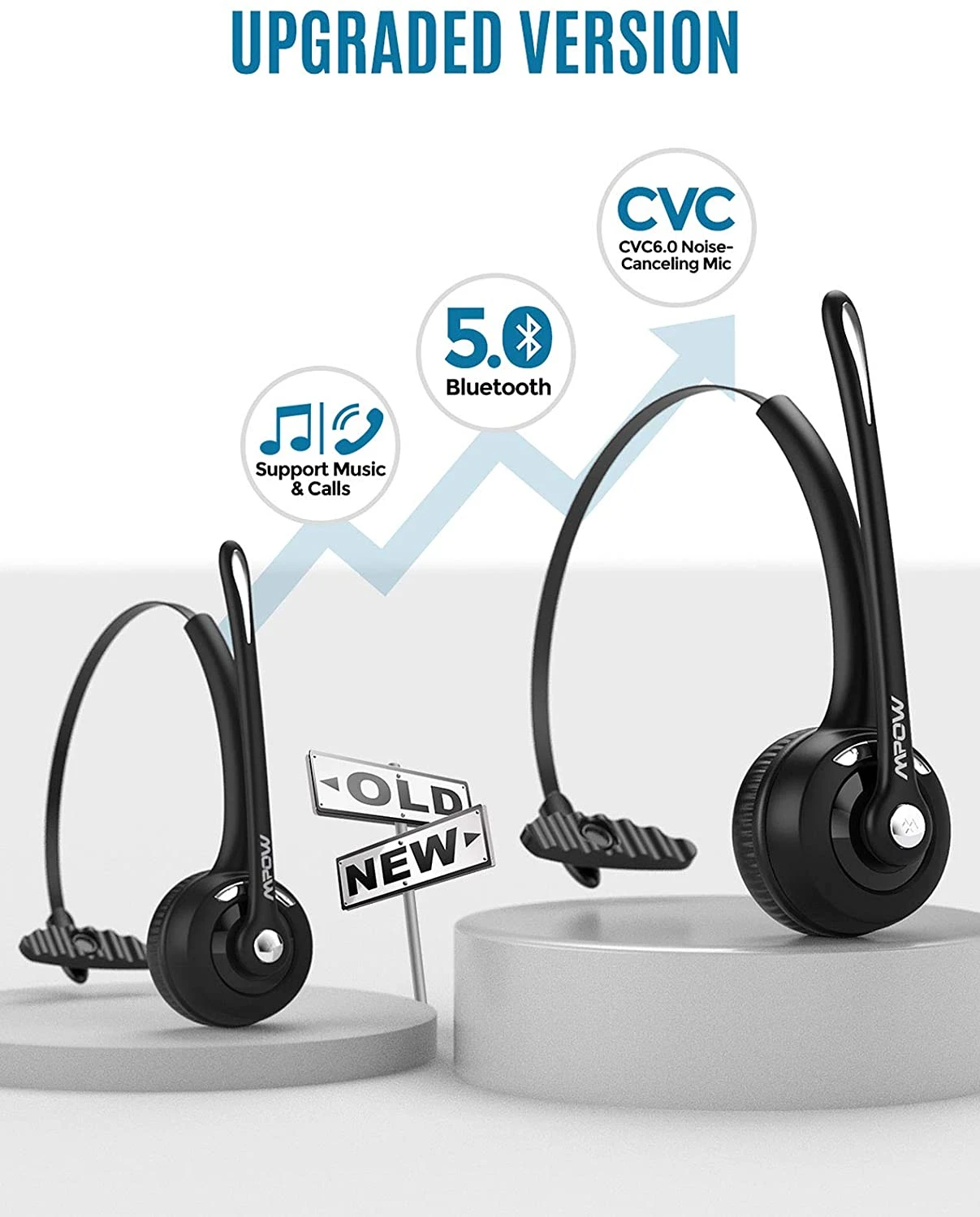 Mpow M5 Pro Trucker Bluetooth Headset 2-Pack 4 Mpow M5 Pro Trucker Bluetooth Headset 2-Pack - Image 2