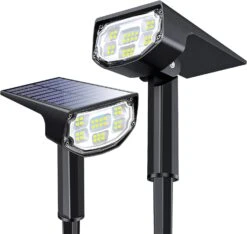 Mpow Solar Outdoor Lights For Outside, ‎700 Lumen Bright Spot Lights IP68 Waterproof, 3 Modes Solar Landscape Lights2 Pack