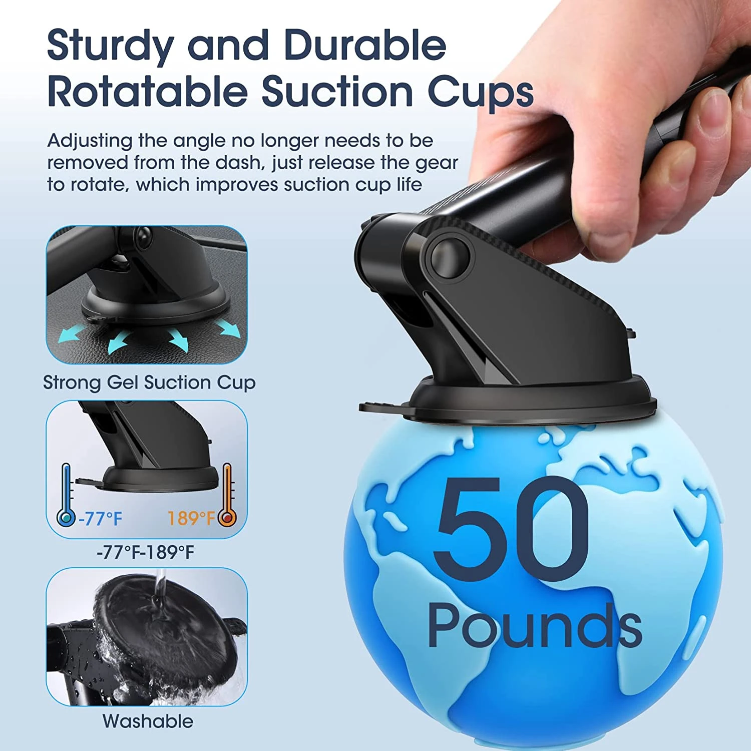 Mpow Car Cell Phone Holder Mount - 3in1 Car Cell Phone Holder For Dashboard, Air Vent, Windshield Compatible With IPhone, Samsung Galaxy And 4.7 To 6.9 Inches 5 Mpow Car Cell Phone Holder Mount - 3in1 Car Cell Phone Holder For Dashboard, Air Vent, Windshield Compatible With IPhone, Samsung Galaxy And 4.7 To 6.9 Inches - Image 3