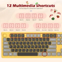 Computer Keyboard Wired, Plug Play USB Keyboard, Low Profile Chiclet Keys, Large Number Pad, Caps Indicators, Foldable Stands, Spill-Resistant, Anti-Wear Letters, Full Size, Yellow -MPOW SHOP 71IzpA5SoHL. AC SL1280