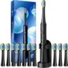 Sonic Electric Toothbrush For Adults With Holder And 10 Brush Heads, Rechargeable Sonic Toothbrush Fast 2 Hr Charge Last 35 Days, 40000 VPM And 3 Modes - Black
