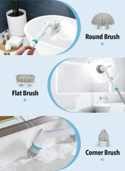 Electric Spin Scrubber, IPX7 Waterproof Cordless Cleaning Brush With 3 Brush Heads, Adjustable Extension Handle- HM708 -MPOW SHOP 71SHIke99jL. AC SL1500