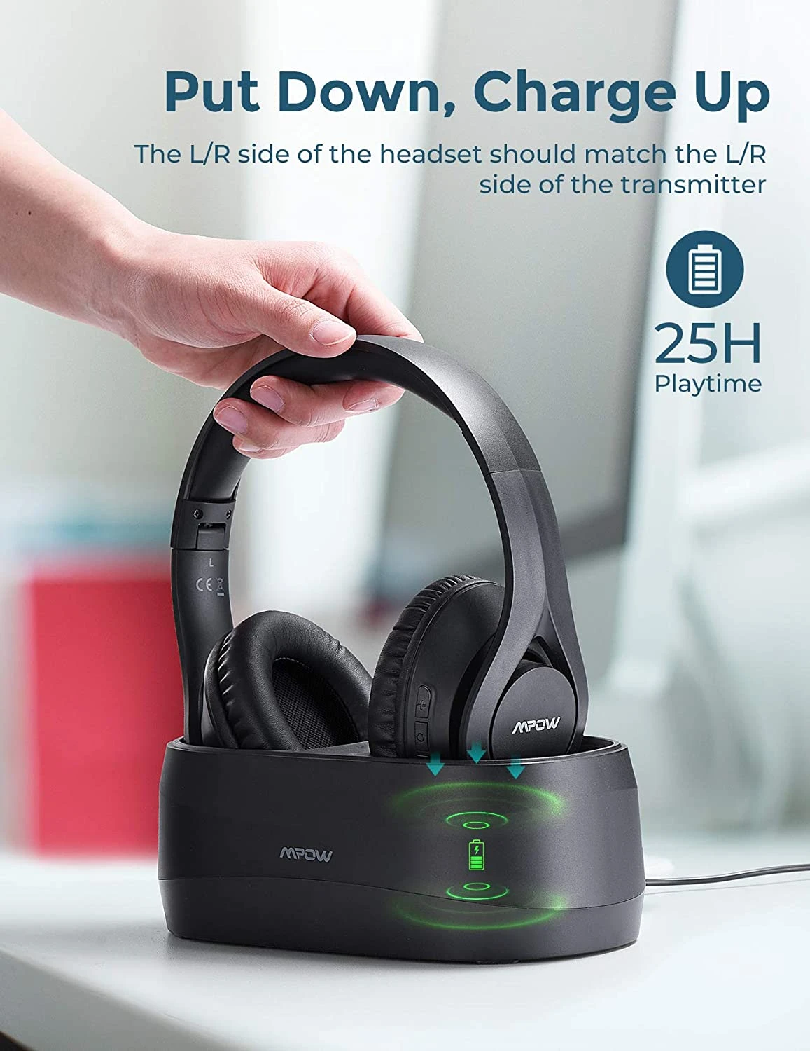 Mpow T20 Wireless TV Headphones With Bluetooth5.0 Transmitter 4 Mpow T20 Wireless TV Headphones With Bluetooth5.0 Transmitter - Image 2