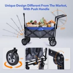 Heavy Duty Foldable Wagon Cart: Portable Utility Collapsible Wagon, All Terrain Wheels, 100L, 220 Lbs -MPOW SHOP 71d9dblGeGL. AC SL1500