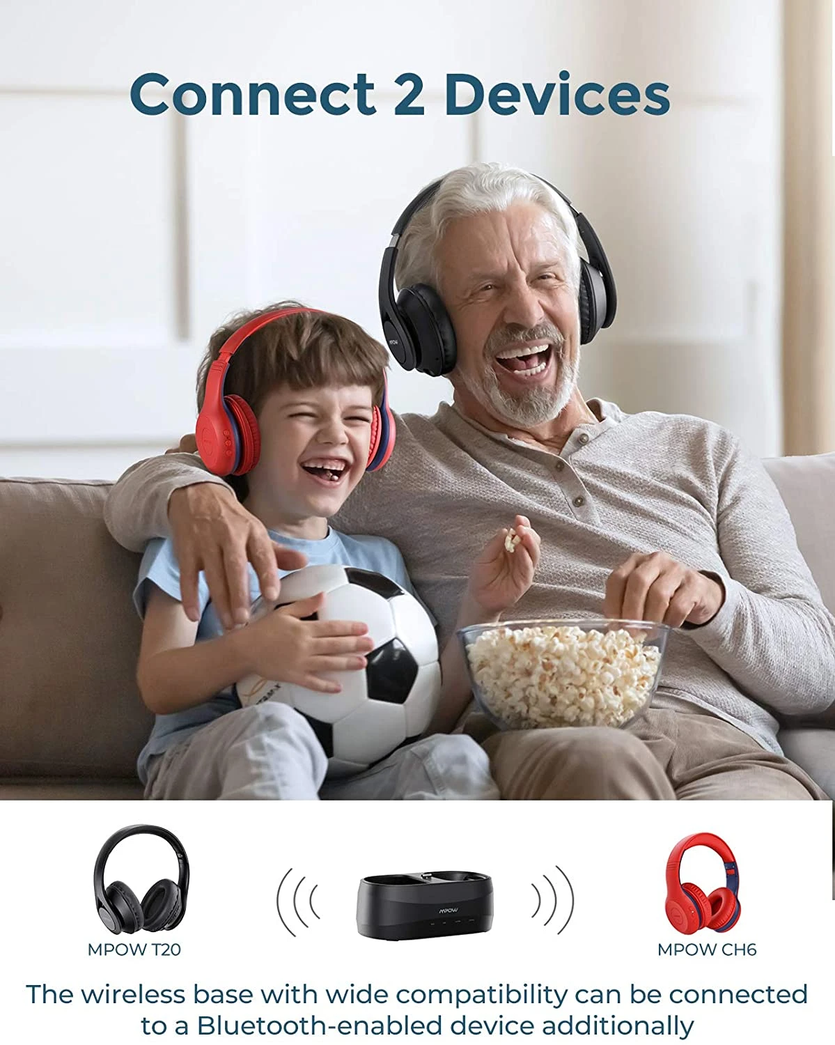 Mpow T20 Wireless TV Headphones With Bluetooth5.0 Transmitter 7 Mpow T20 Wireless TV Headphones With Bluetooth5.0 Transmitter - Image 5