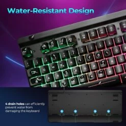 Metal Gaming Keyboard, Rainbow LED Backlit Silent Keyboard With Wrist Rest -MPOW SHOP 71f8yqhNtLL. AC SL1500