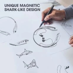 Neckband Bluetooth Headphones, Around The Neck Headphones 24H+ Playtime, Bluetooth Headsets With Call Vibration, Shark Jaw Design Wireless Earbuds+Noise Isolation/Built-in Mic/IPX7 Waterproof -MPOW SHOP 71k8swNO9UL. AC SL1500