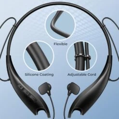Neckband Bluetooth Headphones, Around The Neck Headphones 24H+ Playtime, Bluetooth Headsets With Call Vibration, Shark Jaw Design Wireless Earbuds+Noise Isolation/Built-in Mic/IPX7 Waterproof -MPOW SHOP 71qnnG5HFxL. AC SL1500