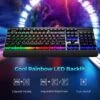 Metal Gaming Keyboard, Rainbow LED Backlit Silent Keyboard With Wrist Rest -MPOW SHOP 71u24amz2ML. AC SL1500