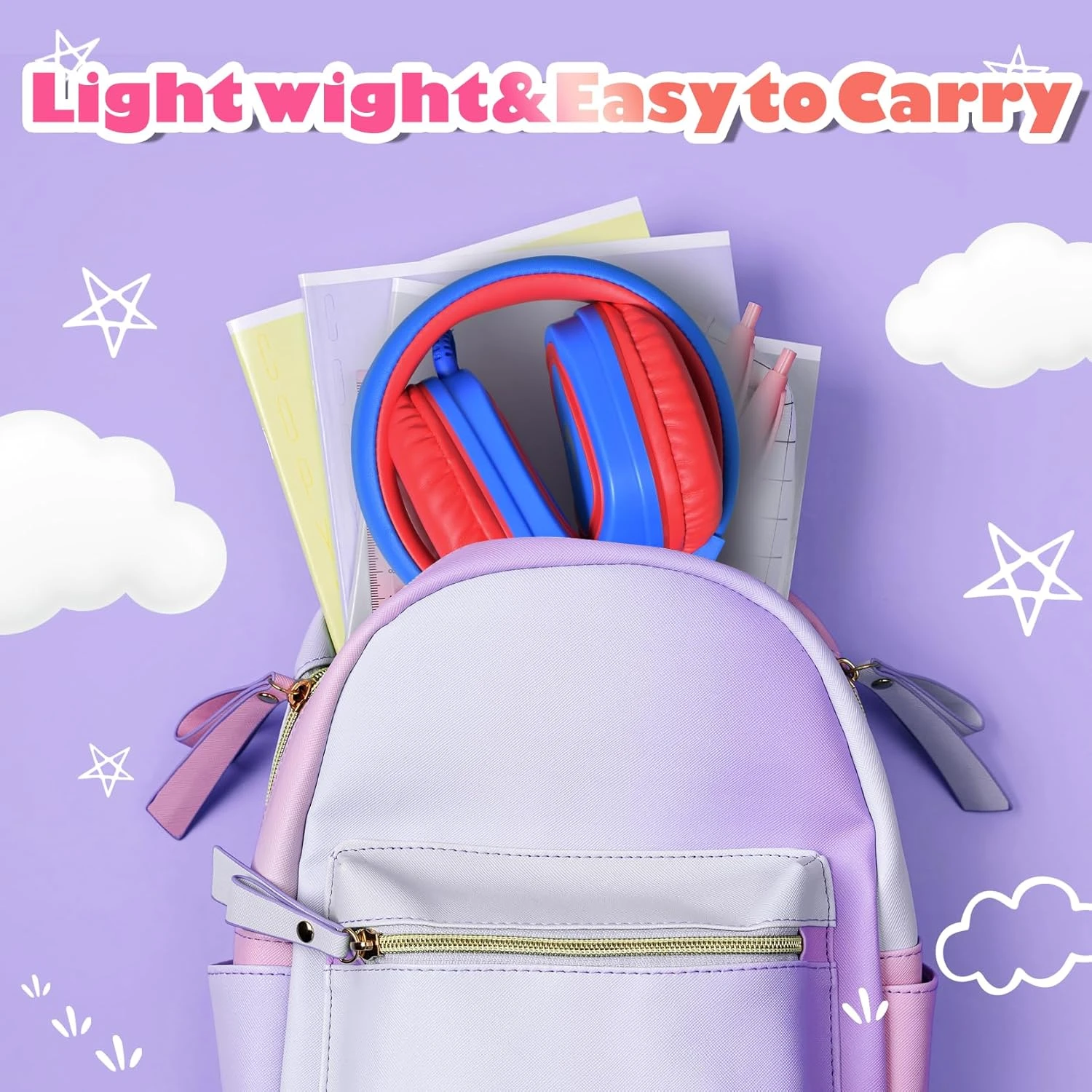 Mpow Kids Headphones With Microphone, USB-C Wired Kids Headphones With LED Light & Stereo, 85/94 DB Safe Volume Foldable Over-Ear Headphones For School Home Boys Girls Toddler Tablet 4 Mpow Kids Headphones With Microphone, USB-C Wired Kids Headphones With LED Light & Stereo, 85/94 DB Safe Volume Foldable Over-Ear Headphones For School Home Boys Girls Toddler Tablet - Image 2