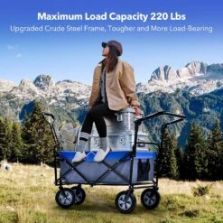 Heavy Duty Foldable Wagon Cart: Portable Utility Collapsible Wagon, All Terrain Wheels, 100L, 220 Lbs -MPOW SHOP 81O2ZCR znL. AC SL1500
