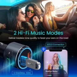 Bluetooth FM Transmitter Car, V5.0 Bluetooth Car Adapter With QC3.0 MP3 Player -MPOW SHOP 81POTR5gL5S. AC SL1500