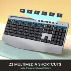 Wireless Keyboard And Mouse Combo,LIZRROT Ergonomic Computer Keyboard With Wrist Rest,2.4GHz Full-Sized Silent Mouse And Keyboard Combo With Phone Holder For Window, Mac, PC, Laptop,Silver -MPOW SHOP 81hMl7QyfML. AC SL1500