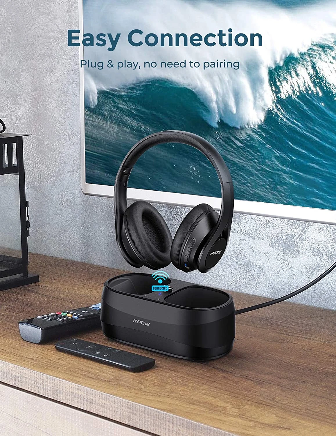 Mpow T20 Wireless TV Headphones With Bluetooth5.0 Transmitter 5 Mpow T20 Wireless TV Headphones With Bluetooth5.0 Transmitter - Image 3