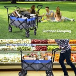 Heavy Duty Foldable Wagon Cart: Portable Utility Collapsible Wagon, All Terrain Wheels, 100L, 220 Lbs -MPOW SHOP 91NKGY9MNfL. AC SL1500