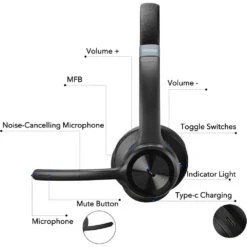 Mpow HC9 Bluetooth Headset V5.3 With Noise Cancelling Microphone -MPOW SHOP BRE6070 B 6
