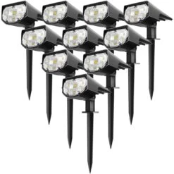 279AB 12 LEDs Solar Landscape Spotlights 10 Pack