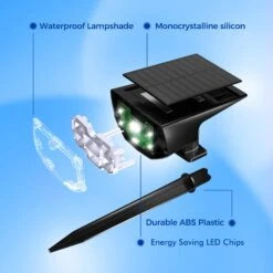 279AB 12 LEDs Solar Landscape Spotlights 10 Pack -MPOW SHOP ColdWhite10Pack 08