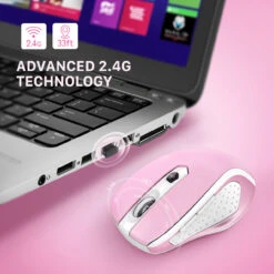 2.4G Wireless Portable Mobile Mouse Optical Mice -Pink -MPOW SHOP DSR2.4GWirelessPortableMobileMouseOpticalMic