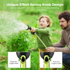 302AB Garden Hose Nozzle, 8 Sprayer Patterns Hose Nozzle, Heavy-duty Anti-slip Hose Nozzle -MPOW SHOP GECD302AB B2 V01 210723