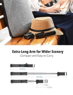 Mpow Selfie Stick Tripod With LED, Bluetooth Detachable Remote,168AB -MPOW SHOP GEPA168AB 05