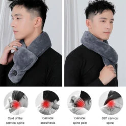 New USB Heated Winter Scarf Men And Women Shawl Foreign Trade Smart Heating Solid Color Vibration Massage Scarf Waterproof -MPOW SHOP H395ea7b4cf734b4392ddc929f6d128bfi