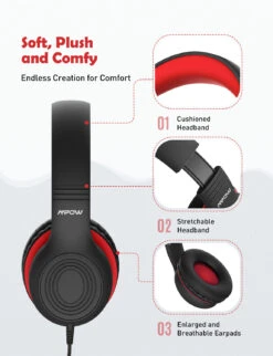 Mpow Kids Headphones With Microphone, Stereo Wired Headphones For Kids 85/94dB Volume Limit, Adjustable Foldable Children Headphone With Share Port, Over Ear Headsets For School, Tablet, Airplane -MPOW SHOP MPBH297BB PAEN B1 V01 190803