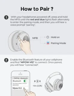 Mpow H12 Noise Cancelling Headphones (Rose Pink) -MPOW SHOP MPBH366AM B1 V01 191021