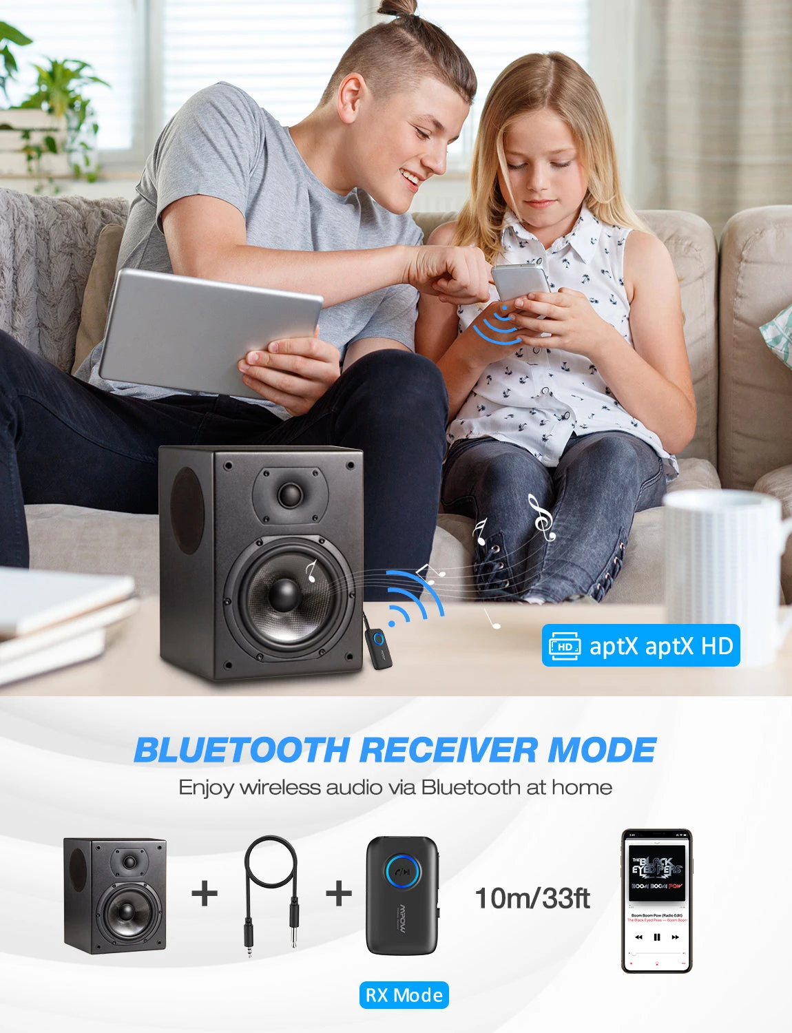 Mpow BH390A Bluetooth 5.0 Transmitter Receiver 5 Mpow BH390A Bluetooth 5.0 Transmitter Receiver - Image 3