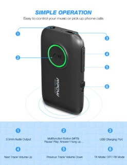 Mpow BH390A Bluetooth 5.0 Transmitter Receiver 14 Mpow BH390A Bluetooth 5.0 Transmitter Receiver -MPOW SHOP MPBH390AB US B5 V01 190817