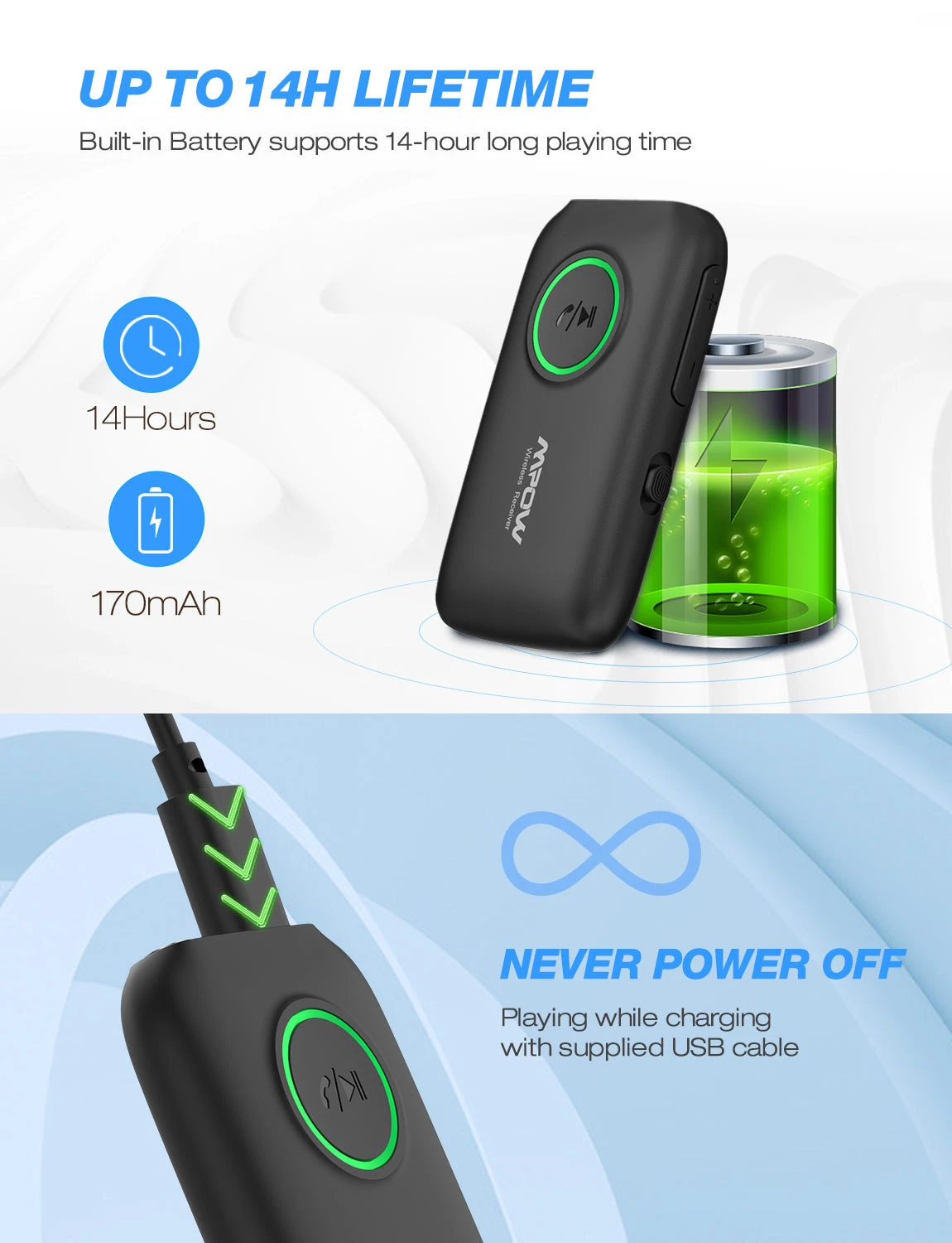 Mpow BH390A Bluetooth 5.0 Transmitter Receiver 9 Mpow BH390A Bluetooth 5.0 Transmitter Receiver - Image 7