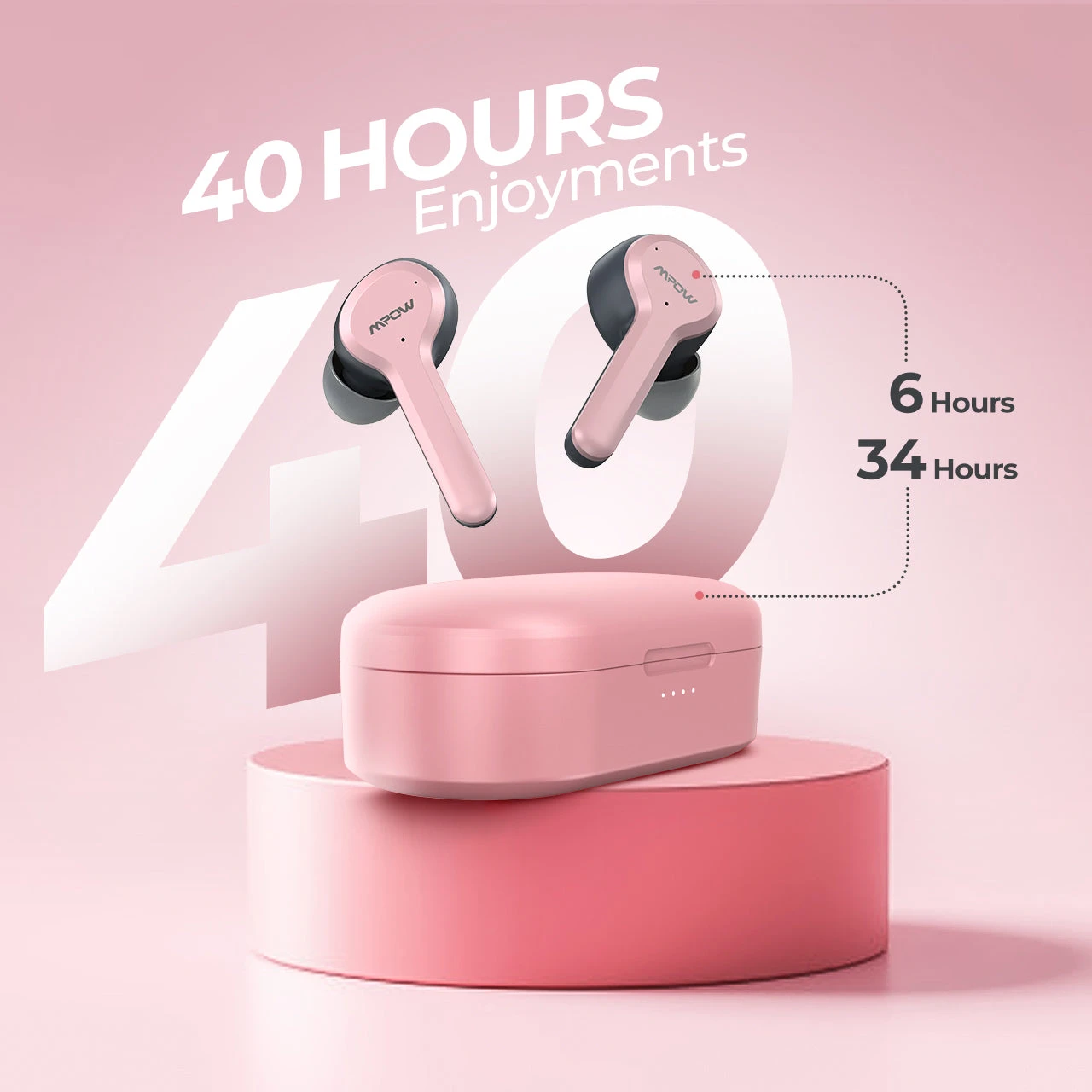 Mpow M9 Wireless Earbuds Pink 5 Mpow M9 Wireless Earbuds Pink - Image 3